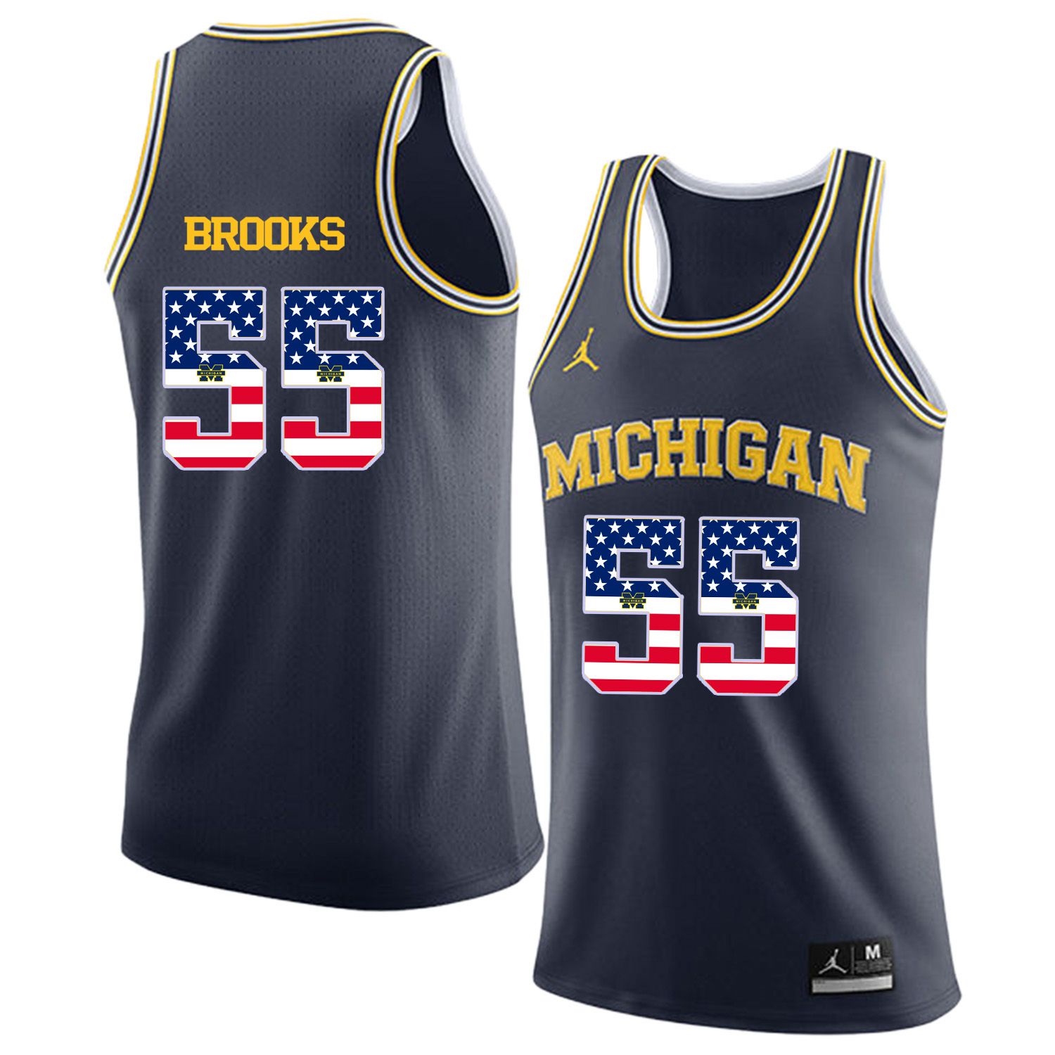 Men Jordan University of Michigan Basketball Navy #55 Brooks Flag Customized NCAA Jerseys->customized ncaa jersey->Custom Jersey